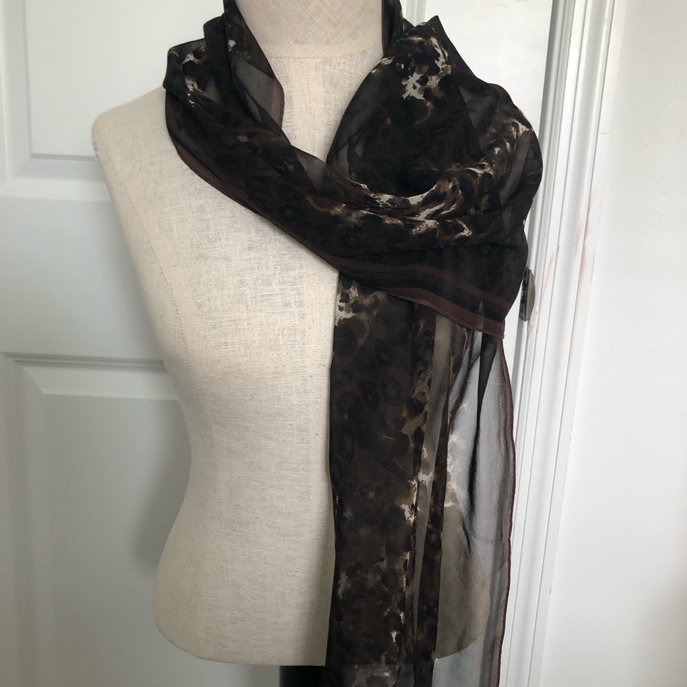 Vintage Silk Brown Animal Print Silk Scarf